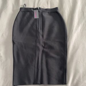 Black bandage bodycon pencil zipper skirt